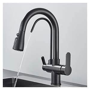 सिंगल-होल डेक पर तीन तरफा पुल-आउट रसोई नल और थर्मोस्टैटिक सुविधा स्टेनलेस स्टील वाटर टैप के साथ - Product Image 4