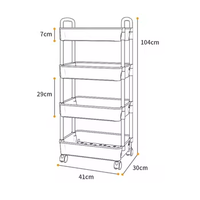 Étagère de rangement multifonctionnelle à deux niveaux en plastique ABS pour la maison, étagère à légumes, chariot de cuisine, salle de bain, chambre à coucher avec roulettes, non pliable