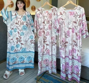 Women 's <strong>Maxi</strong> <strong>Nightdress</strong> Plus Oversize Long Nighty Dress O-neck With Pocket Floral Style Home Wear Extremely Loose Sleepwear - Product Image 6