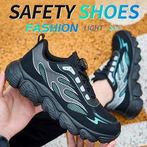 Rotating Button Flying Knit Upper Composite Steel Toe Safety Protection <b>Shoes</b> <b>Work</b> Sneaker Non-Slip Anti-Smashing <b>Men</b> Sports - Product Image 2