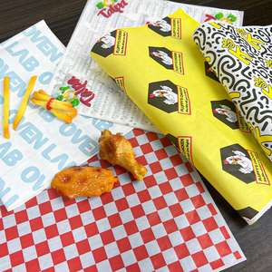 Papel para Envolver Hamburguesas y Sándwiches ZJPACK, Virgen, de Grado Alimenticio, Antigrasa, Recubierto de Cera por una Cara - Product Image 1