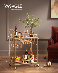 Chariot à cocktails <span class=keywords><strong>VASAGLE</strong></span> pour <span class=keywords><strong>cuisine</strong></span>, salle à manger, salon, chariot <span class=keywords><strong>de</strong></span> service extérieur, chariot <span class=keywords><strong>de</strong></span> bar à 2 niveaux avec porte-bouteilles - Product Image 1