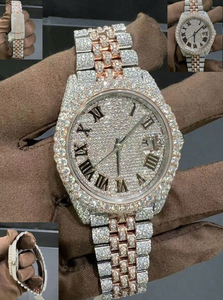 Montre entièrement sertie de diamants Moissanite en acier inoxydable, résistante à l'eau 10 bars, idéale pour les soirées et occasions spéciales, prix compétitif - Product Image 1