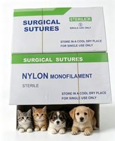 Suture chirurgicale vétérinaire en nylon en gros, aiguille coupante 3/8, aiguille conique 1/2 cercle, USP 1-0 2-0 non résorbable pour hôpital