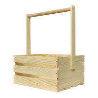 Caisse en bois de pin non fini avec poignée – Panier de transport en bois style ferme pour produits agricoles, pique-nique, organisation domestique et présentation de cadeaux