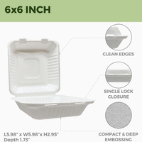 Boîte alimentaire jetable en bagasse de canne à sucre de qualité alimentaire, étanche et résistante à l'huile, conteneur en pulpe compostable, compatible micro-ondes, boîte à emporter