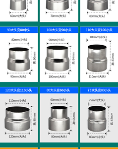 Thép không gỉ giảm cho bếp gỗ, một số kích cỡ có sẵn, ống chịu nhiệt cho nề (60mm/50mm) - Product Image 4