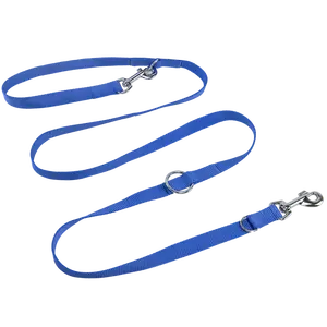 Produsen tali anjing bebas genggam nilon Logo panjang dipersonalisasi tali anjing 2 penuntun ganda dengan klip rilis cepat