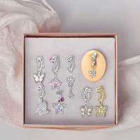 Clip sur papillon nombril anneau faux ventre Piercing bijoux de corps en acier inoxydable avec Zircon faux nombril Piercing bijoux