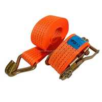 Vente en gros de sangle d'arrimage à cliquet en polyester de 50 mm avec double crochet en J ceinture de chargement de camion pour camion et remorque
