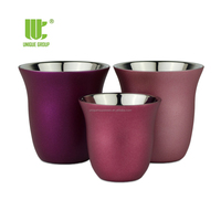 Groupe unique Tasses à café isolées Verres Demitasse Tasses à expresso Acier inoxydable Métal Restaurants modernes Support