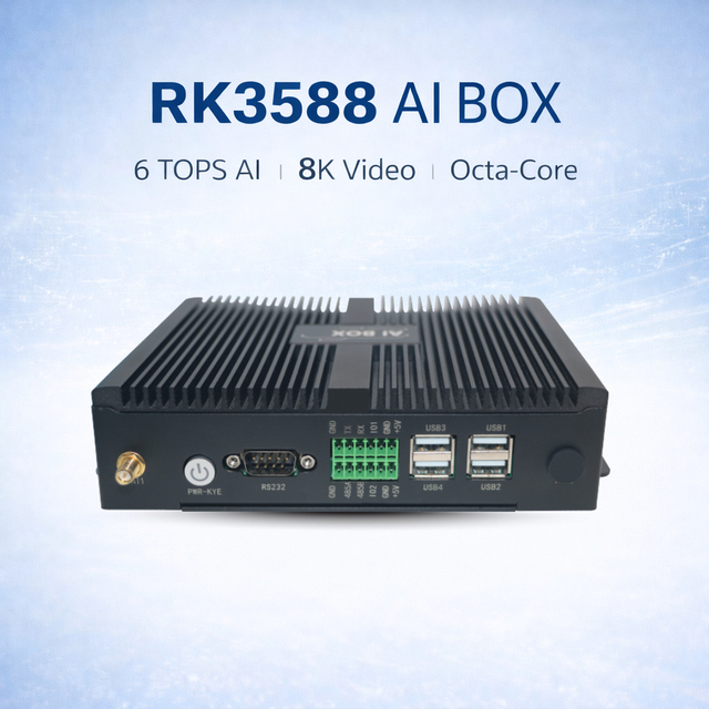 AIBox-3588C Rockchip RK3588 Industrial Edge Computer Android 15 8K HD Output 6TOPS NPU WiFi Fanless Mini PC for Smart Healthcare
