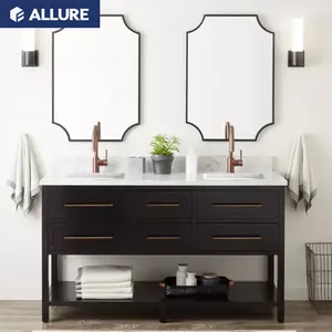 Allure מותאם אישית 60 אינץ כפול שחור pvc ארון פלסטיק מלון יהירות אמבטיה