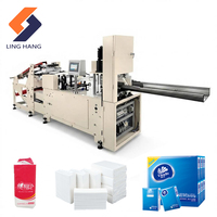 Machine automatique de fabrication de papier mouchoir, ligne de production de serviettes en papier à 2 couleurs avec impression, pliage, découpe, gaufrage et emballage