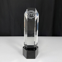 MH-NJ00672 verre trophée de plaque de cristal avec base noire cristal trophée