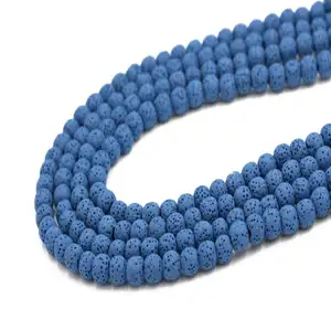 Lava-Stein hochwertiger Naturedelstein blauer Lava-Stein Steine runde Form Perlen zur Schmuckherstellung