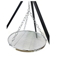 Grille de barbecue rotative réglable DaS pour l'extérieur, multifonctionnelle, en acier inoxydable, avec chaîne de suspension