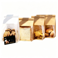 Sacs en papier kraft avec fenêtre, sacs d'emballage alimentaire pour biscuits, pain, café, en-cas, logo personnalisé