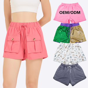 <span class=keywords><strong>Short</strong></span> <span class=keywords><strong>de</strong></span> course en coton pour femmes Mini imprimé guépard doré léopard noir à paillettes personnalisé pour les femmes - Product Image 2