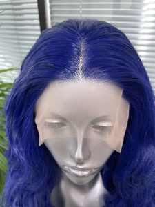 Perucas Frontais Luxuosas Futura 13*3 para Mulheres, 28 Polegadas de Comprimento, Azul, Ondas <span class=keywords><strong>Afro</strong></span>, Fibra Resistente ao Calor, Base de Renda de Seda, Alta Densidade 180% - Product Image 5