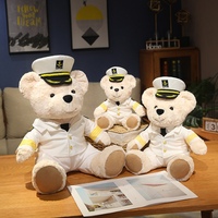 Vente en gros OEM/ODM peluche douce ours en peluche jouet uniforme personnalisé capitaine pilote ours en peluche Mr. hôtesse de l'air peluche ours poupée