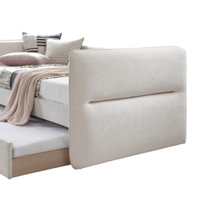 Luxurious 1pc Modern Foldable Daybed <b>Pull</b> Trundle Velvet Button Tufted Nailhead Trim Bedroom Living Room Furniture Oatmeal - Product Image 3