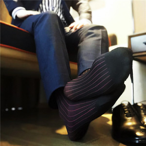 <strong>Men's</strong> <strong>Garters</strong> and Straight Tube Colored Striped Business Formal High Elasticity <strong>Men's</strong> <strong>Socks</strong> Universal Simple High Tube <strong>Socks</strong> - Product Image 6