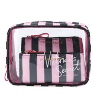 Ensemble de sacs de cosmétiques pour femmes de grande capacité, imperméables en PVC, personnalisés, sac de toilette de voyage rose