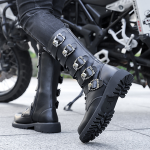 Bottes de motocross pour hommes avec boucle métallique, chaussures de moto d'extérieur à la cheville, style <span class=keywords><strong>punk</strong></span> tendance, bottes de moto épaisses pour hommes - Product Image 6