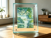 Cadre photo magnétique double couche carré en acrylique, support de bureau autoportant, transparent, coloré, écologique, pour décoration intérieure et affichage d'images