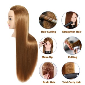 Cabeza de Maniquí Masculina para Entrenamiento, de Seda Resistente al Calor, para Práctica de Peluquería, Corte de Cabello, Enseñanza, Color Marrón Dorado, Puede Permanecer y Teñirse - Product Image 4
