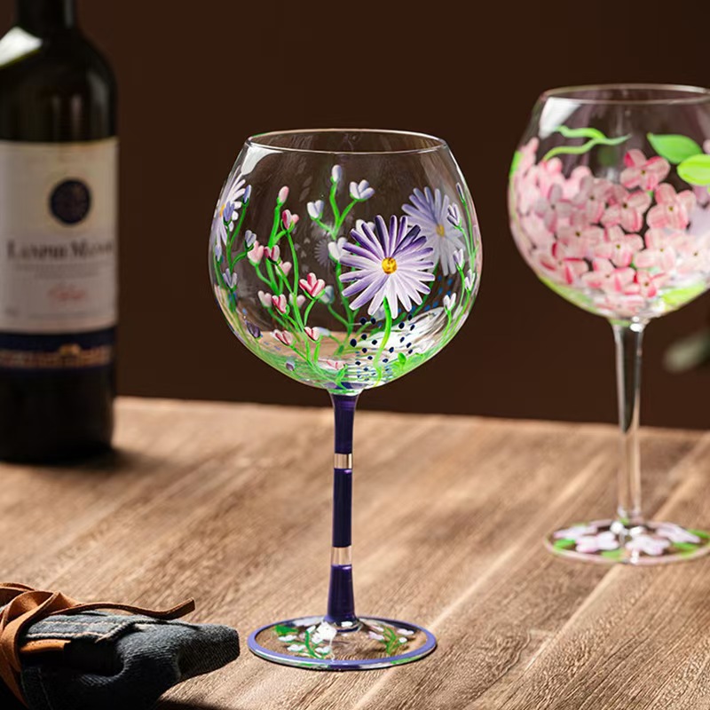 Wine Glass Acrylic Paint On Glass Permanently Set Of 12 Hand