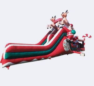 Tobogán Inflable de Navidad con Diseño de Reno y Bastón de Caramelo, Doble Carril, Seco/Húmedo, con Zona de Salto, Calidad Comercial para Fiestas y Eventos Navideños - Product Image 1