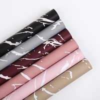 Papier d'emballage pour bouquet de fleurs en marbre de couleur unie double face de luxe, imperméable, BOPP, papier d'emballage cadeau, fournitures pour fleuristes