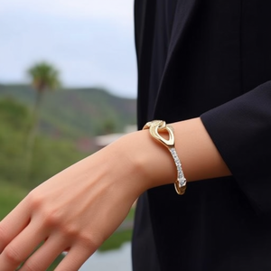 Pulsera de Cristal Chapada en Oro, Acero Inoxidable 316L, Diseño Entrecruzado, Joyería para Mujer - Product Image 2