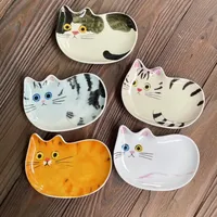 Plat à sauce pour animaux de compagnie mignons du Japon, plat à condiments en céramique créatif en forme de visage de chat mignon, petites assiettes, vaisselle, fournitures de cuisine à domicile