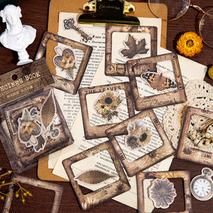 20 דגימות נתונים דגימות יח'\אריזה סדרת ספר יד מאוירת רטרו יומן קישוט חומר קישוט עם מדבקות 6 סוגים - Product Image 2