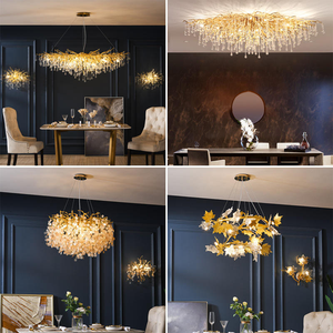 Lustre décoratif artistique en verre et aluminium doré, motif branche d'arbre, pour salon, hôtel, mariage, banquet - Product Image 3