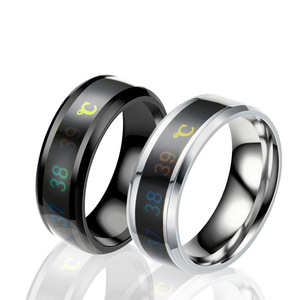 패션 비 변색 18K 골드 실버 도금 스테인레스 스틸 변경 색상 기분 온도 반지 쥬얼리 남성 - Product Image 3