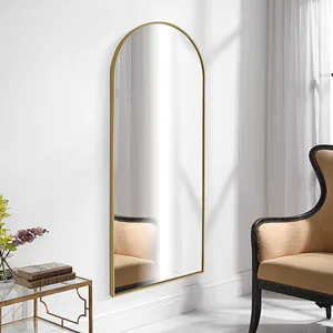 simple gold antique large arched full length body door mirror