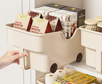 Boîte de rangement de cuisine moderne en plastique PP écologique, multifonctionnelle avec poignée et roulettes, bac coulissant pour garde-manger, vaisselle et assaisonnements