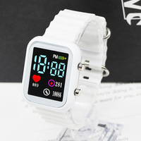 Jam Tangan Digital LED Logo Kustom 2025, Casing Persegi Bahan Alloy, Tali Karet, Unisex, Sport, Wanita, Pria, Anak-Anak, Fashion