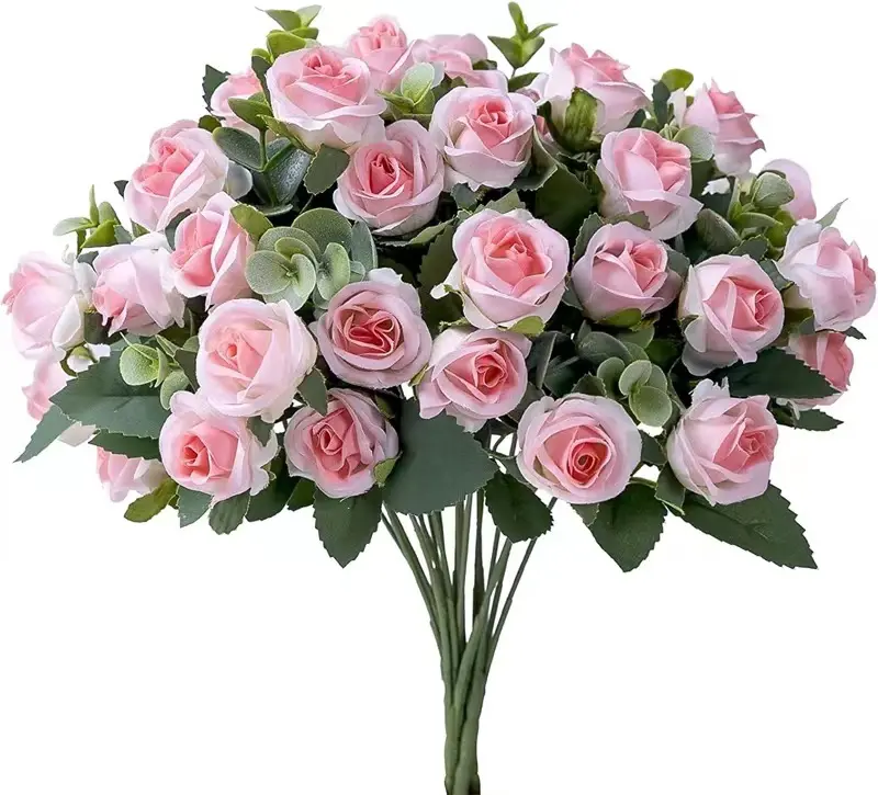 Bunga buatan mawar merah muda dekorasi pernikahan kualitas tinggi bunga buatan