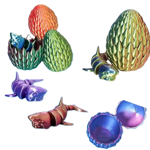 Modèle de jouet articulé en forme d'œuf de requin imprimé en 3D, ornement créatif et tendance pour enfants, animaux et dinosaures - Product Image 1