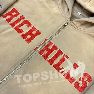 Conjunto Deportivo de Pantalones y Sudadera con Capucha de Alta Calidad de Topshow Streetwear, con Logotipo Personalizado en Parche, Estilo Holgado, Felpa Francesa, Traje Deportivo para Hombre - Product Image 4