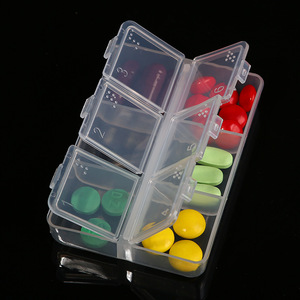 Portable Pill Box 6-Compartment Transparent Medicine Storage Case For Travel With Covered Compartments Food Grade PP Plastic - Product Image 1
