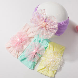 Leichtes Jacquard Nylon Baby Stirnband mit süßem Bogen Stretchy Haarschmuck für alle Jahreszeiten für Kinder - Product Image 2