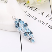 Mematuhi Fine Jewelry Set perhiasan bunga 3 PCS Sterling Silver 925 Topaz biru langit Cluster mewah untuk wanita