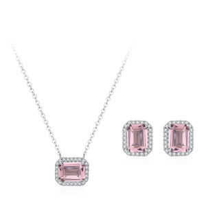 Hot Sale Original 925 Jóias de Prata Conjuntos Brincos Colar Rosa Cubic Zircon Conjuntos de Jóias Finas para As Mulheres - Product Image 1