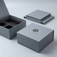 Caja de Embalaje Biodegradable Plegable Gris Morandi Moderna y de Lujo Personalizada con Estampado en Lámina Dorada para Regalos de Cuidado de la Piel